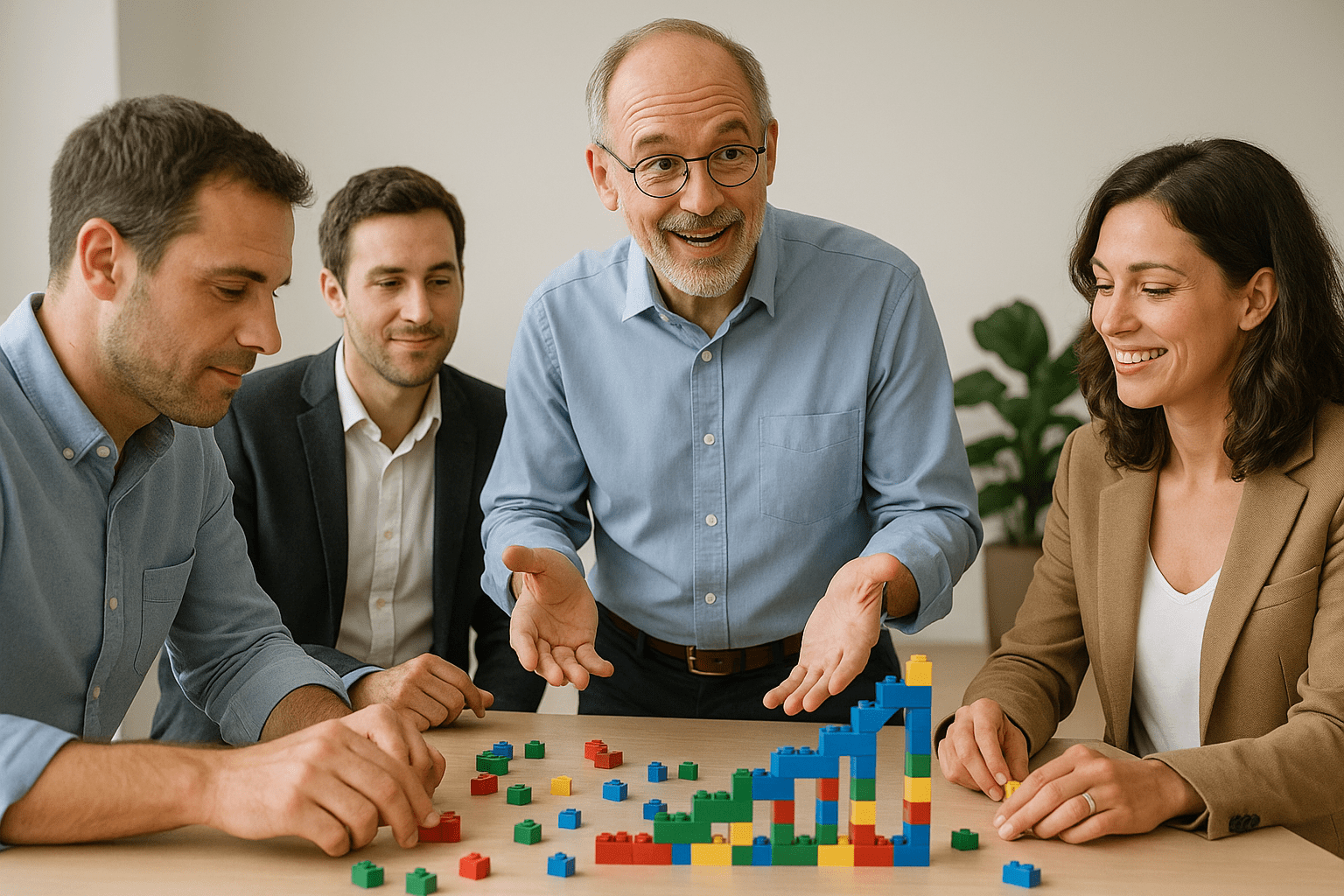 A collage of different professionals using LEGO Serious Play in their work.