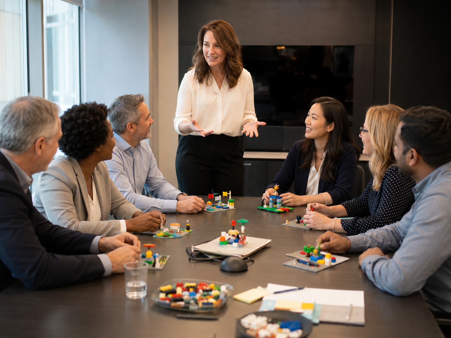 LEGO SERIOUS PLAY participation workshop with leaders building individual models